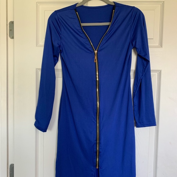 Royal Blue Zipper Dress - Picture 2 of 2